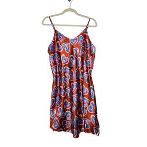 Vintage 90s y2k Heart Art Fairy Cottage Slip Midi Mini Dress Geometric Large